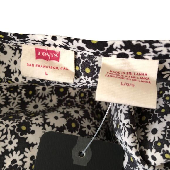 NEW Levi's Embry Tie Front Blouse L Puff Balloon Sleeve Cropped Crop Top Floral - Picture 7 of 9
